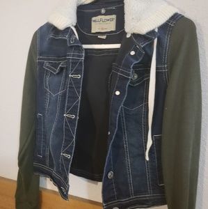 Wallflower denim jacket with removable hood